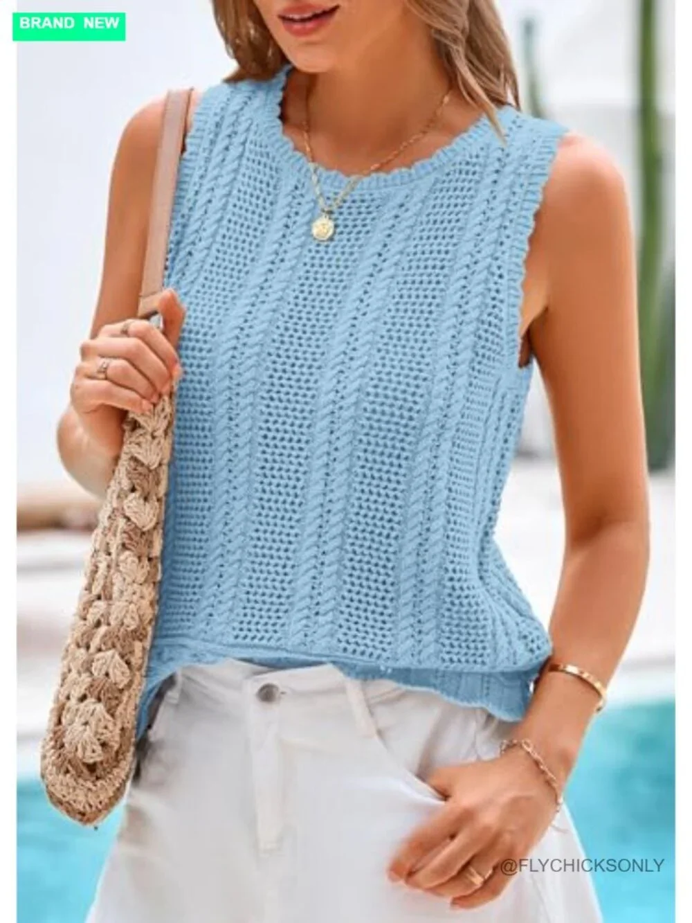 Crochet Sweater Vest Tank Top Cover Up for Beach Vacation Cruise Resort